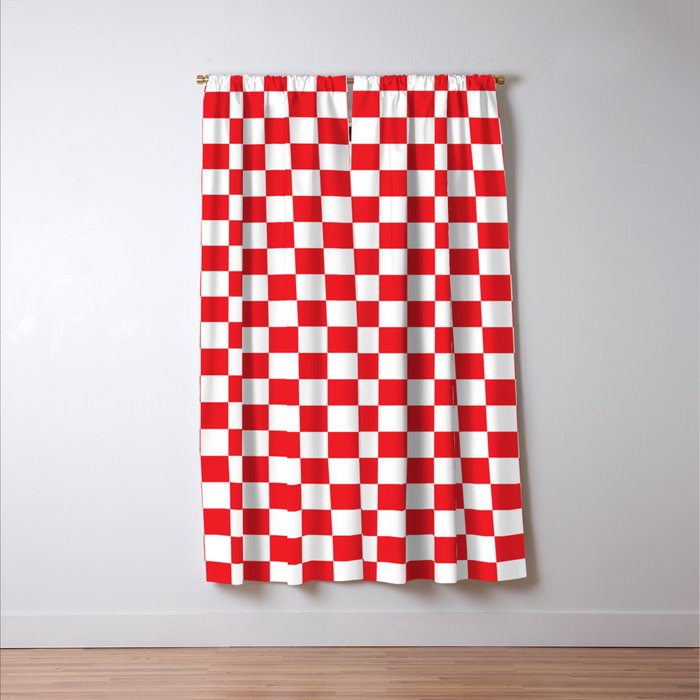 Red Checkerboard Pattern Blackout Curtain By Coolfunawesometime Red Checkerboard Pattern Blackout Curtain
