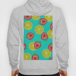 Strawberry Lime Fruits Food pattern - turquoise #fruits #lemon Hoody