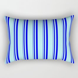 [ Thumbnail: Blue and Turquoise Colored Lines Pattern Rectangular Pillow ]