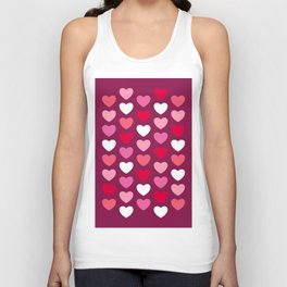 Valentine's pink perfect hearts burgundy Unisex Tank Top