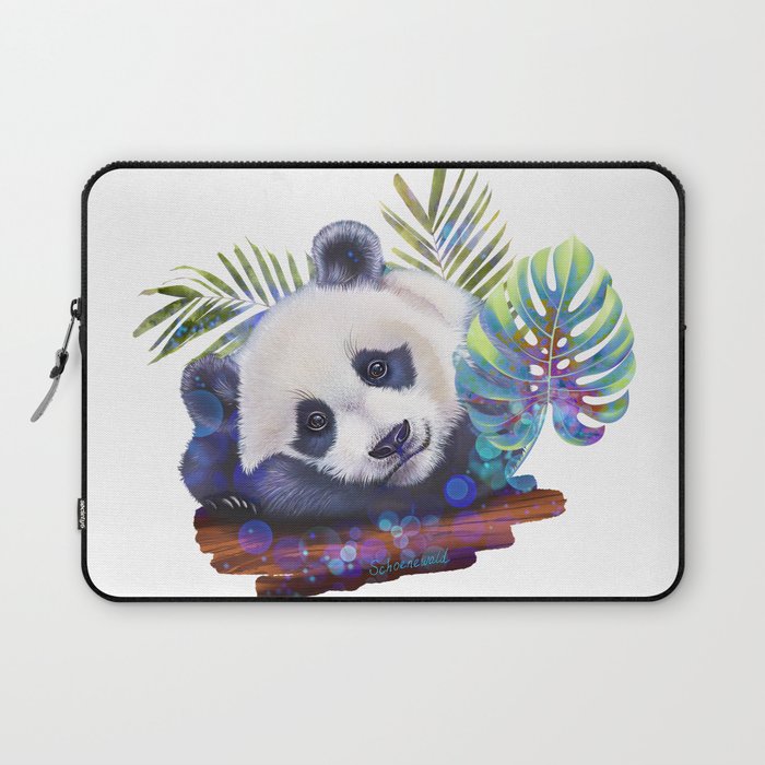 Cute panda bear in tropical forest Laptop Sleeve