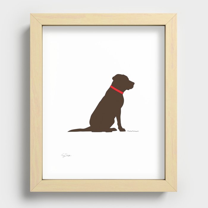 Modern Chocolate Lab Silhouette Recessed Framed Print