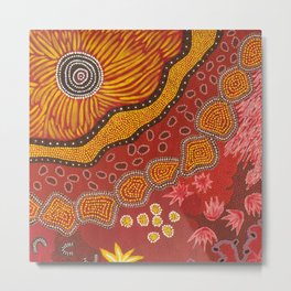 Aboriginal summer Metal Print | Abstract, Nature, Flowers, Dotpainting, Floral, Red, Dots, Painting, Aboriginal 