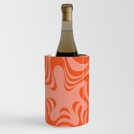Abstract Groovy Retro Liquid Swirl Red Pattern Wine Chiller