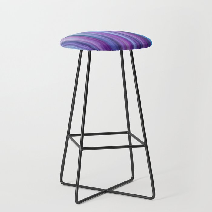 Abstract Purple and Teal Gradient Stripes Pattern Bar Stool