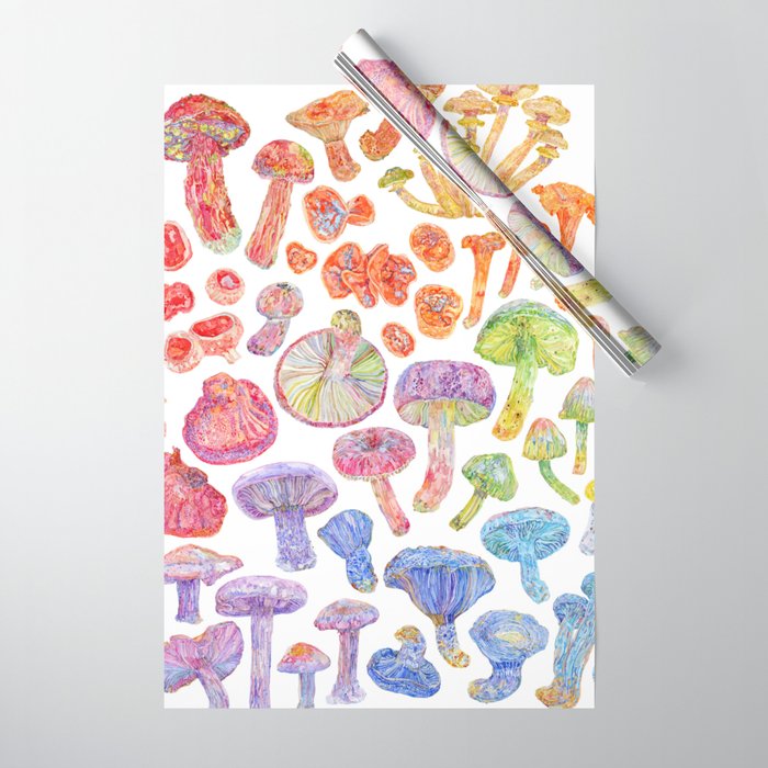 Wild Mushroom Rainbow Wrapping Paper by Becca Boyce