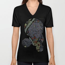 Seville city map engraving V Neck T Shirt