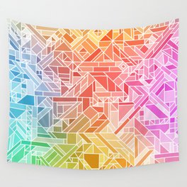 BRIGHT VIBRANT GRADIENT GEOMETRIC SHAPES RAINBOW PRINT TILED MOSAIC TIE DYE COLORFUL Wall Tapestry