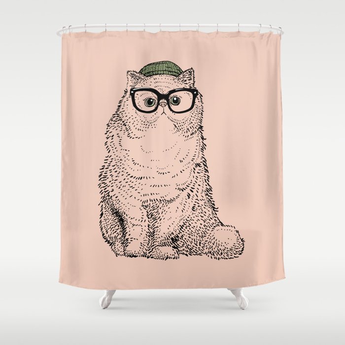 Hipster Persian Cat Shower Curtain