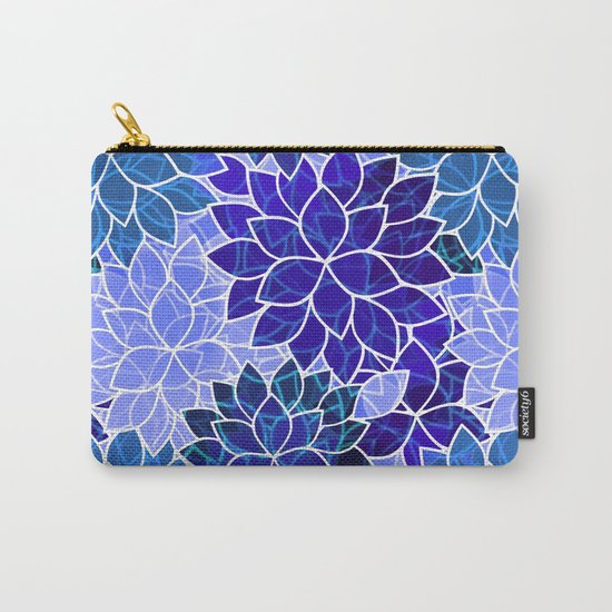 Azurite Blue Flowers Carry-All Pouch