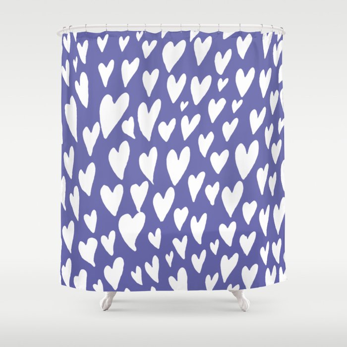 Valentines day hearts explosion - very peri Shower Curtain