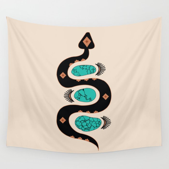 Southwestern Slither in Black Wall Tapestry