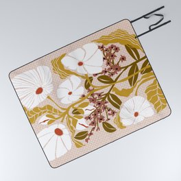 Klimt flowers  soft rose Picnic Blanket