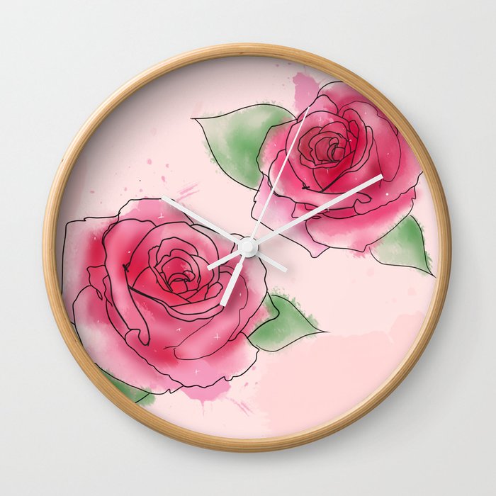 Rose Watercolor Wall Clock