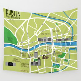 Dublin map illustrated Wall Tapestry