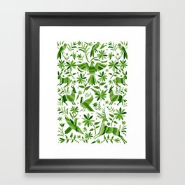 Mexican Otomí Design in Green by Akbaly Framed Art Print