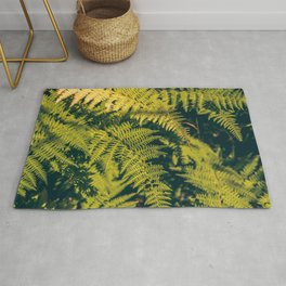 A green fern plants background with shadows.  Area & Throw Rug