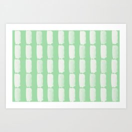 Linen White Grid Brushstrokes on Pastel Mint Green Pairs to Coloro 2020 Color of the Year Neo Mint Art Print