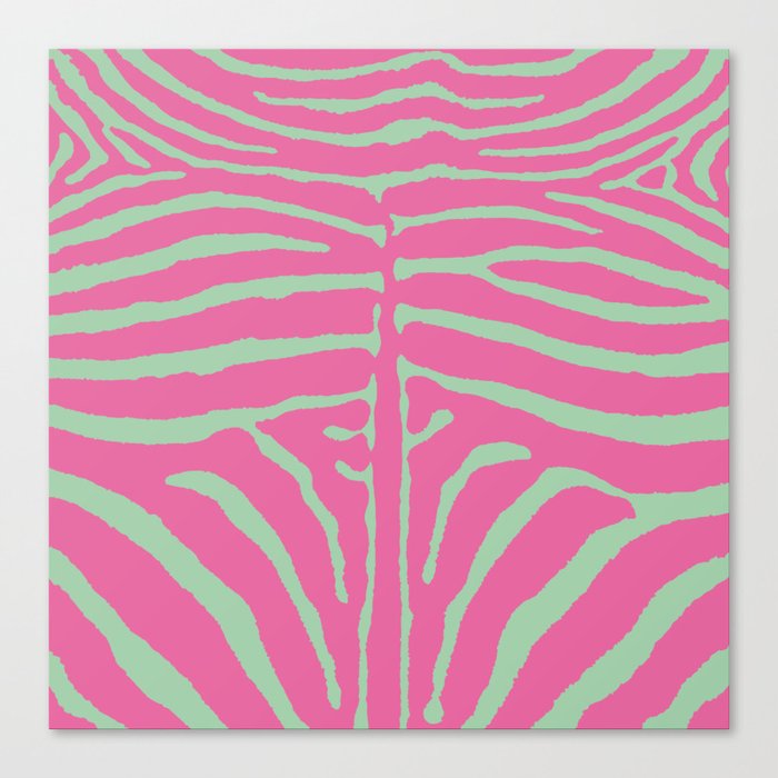 Zebra Wild Animal Print 267 Pink and Mint Green Canvas Print