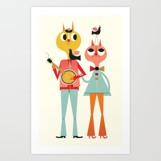 Cat Couple Art Print