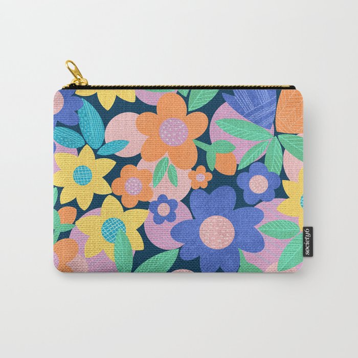 Spring Mod Flowers Pattern Carry-All Pouch