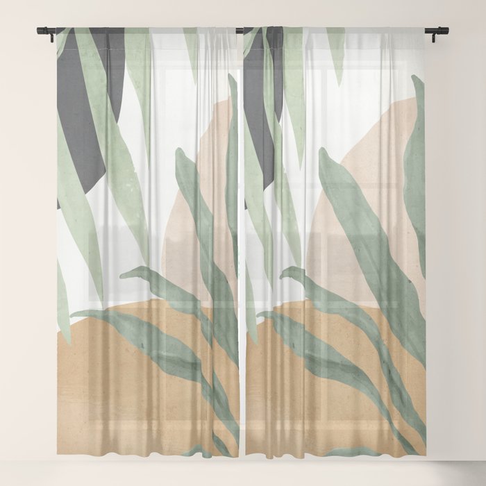 Abstract Art Tropical Leaves 4 Sheer Curtain by ThingDesign Society6