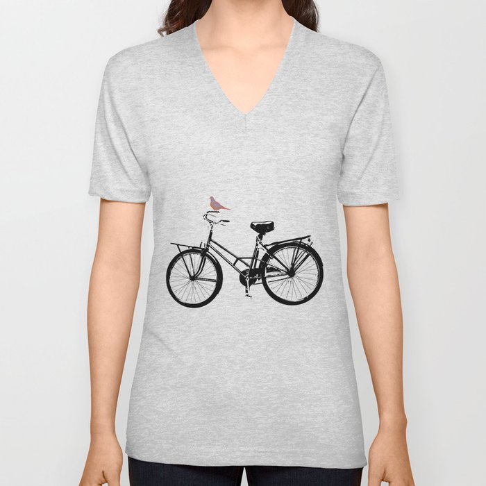Baker's bicycle with bird V Neck T Shirt