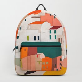 cinque terre Backpack | Curated, Southeurope, Landscape, Shapes, Holiday, Painting, Art, Italian, Summer, Europe 