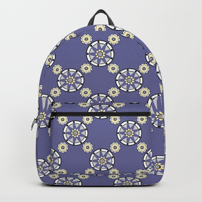 Purple Nine-Pointed Flower Pattern Backpack