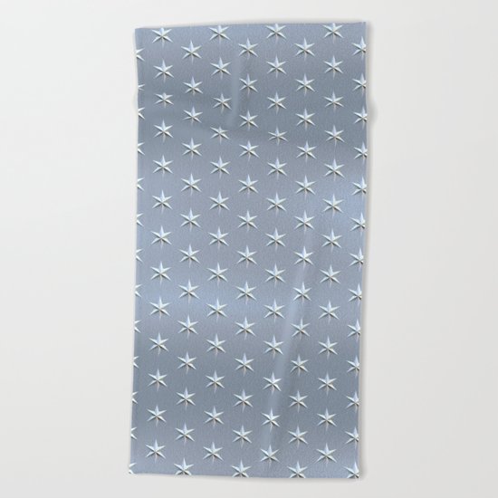 elegant silver star pattern Beach Towel