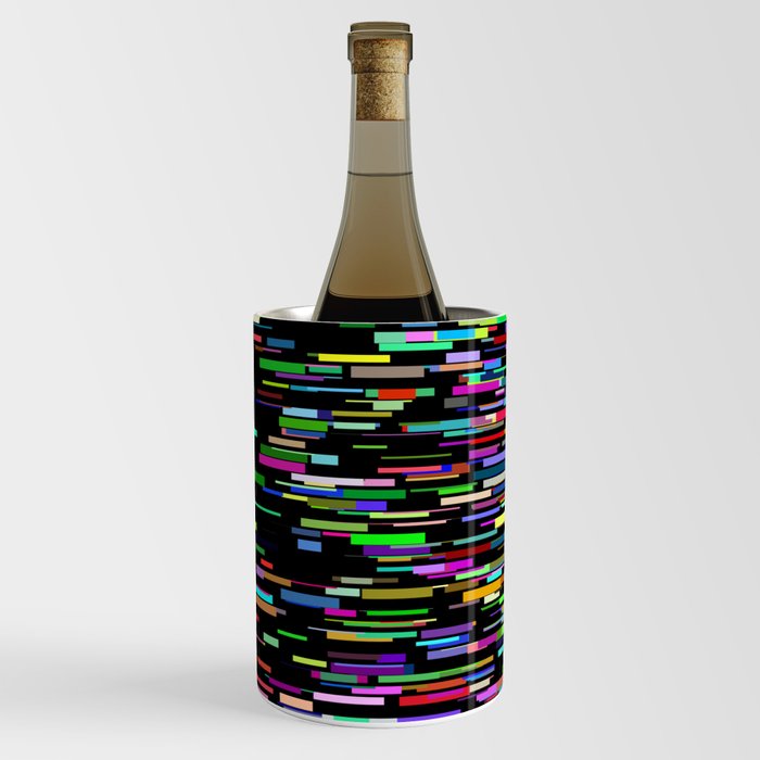 Rainbow bars zooming across black space horizon Wine Chiller by Angela