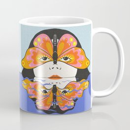 Swimming in a Butterfly Mask Coffee Mug | Mask, Bright, Colorful, Blue, Girl, Water, Magical, Pink, Moth, Eyelashes 