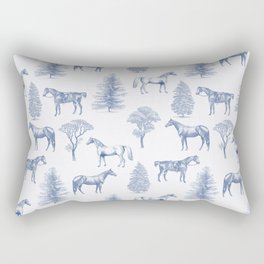 HORSES & TREES Blue pattern  Rectangular Pillow