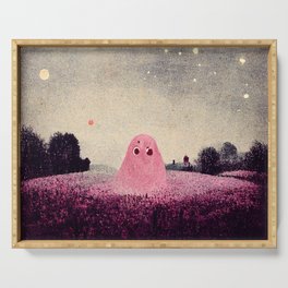 Little Pink Ghost under Pink Moon Serving Tray