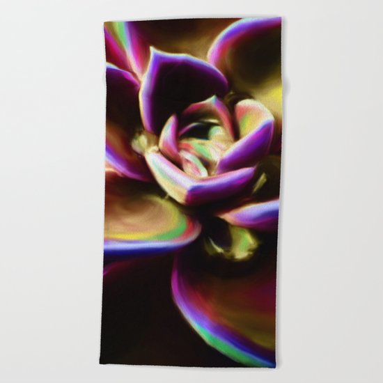 RAINBOW SUCCULENT Beach Towel