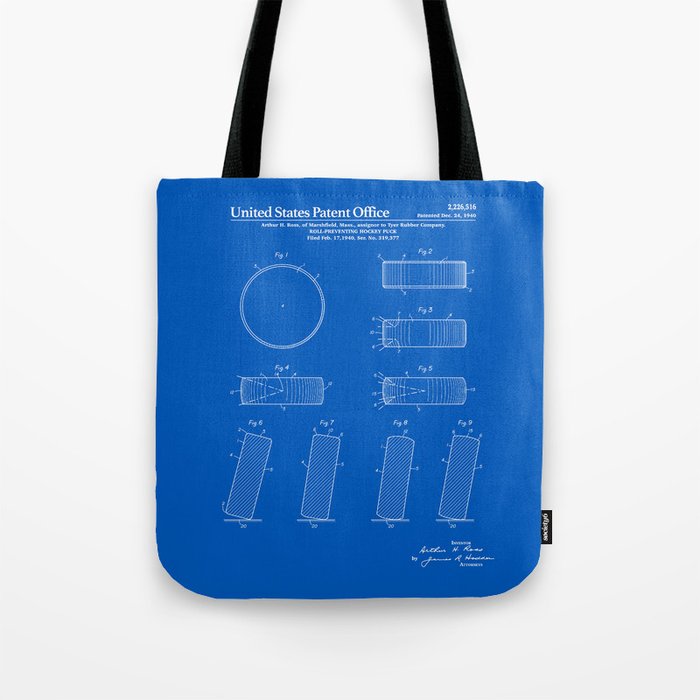 Hockey Puck Patent - Blueprint Tote Bag