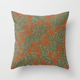 Summer Garden / Green & Orange Throw Pillow