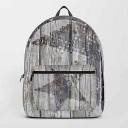 Grunge Star on old weathered grey wood Backpack | Scandi, Wood, Retro, Xmas, Countrystyle, Rustic, Grunge, Printed, Vintage, Plank 