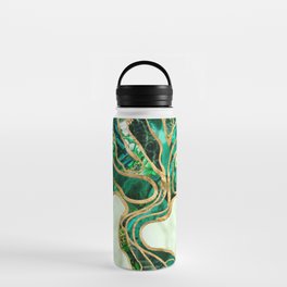 Malachite and Abalone Tree of life abstract Water Bottle