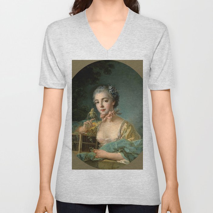 François Boucher "Portrait of the Artist's Daughter" V Neck T Shirt