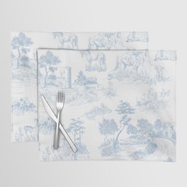 Toile de Jouy Vintage French Soft Baby Blue White Pastoral Pattern Placemat
