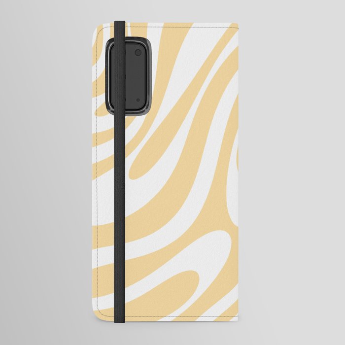 Wavy Loops Retro Abstract Pattern Buttercream Yellow and White Android Wallet Case