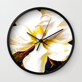 Italian Magnolia, Mediterranean floral art Wall Clock