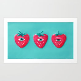 Cry Berry Art Print | Surrealism, Painting, Cute, Fruit, Weird, Strawberry, Pop Art, Eyeball, Cry, Odd 