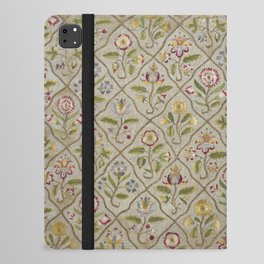 Antique 17th Century Floral Embroidery Panel iPad Folio Case