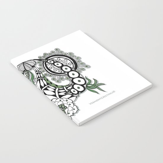 Zentangle Design - Black, White and Sage Illustration Notebook