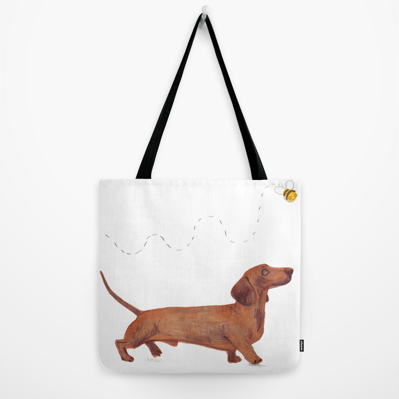 Dachshund Sausage Dog Print Shopping Tote Bag For Life Festive Christmas Snow