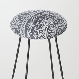 Blue Gray and White Ornamental Design Counter Stool