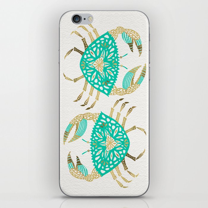 Crab – Turquoise & Gold iPhone Skin
