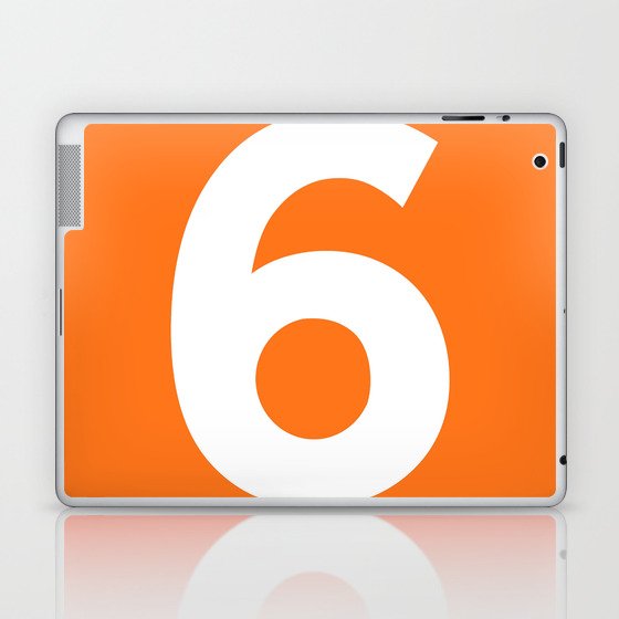 Number 6 (White & Orange) Laptop & iPad Skin